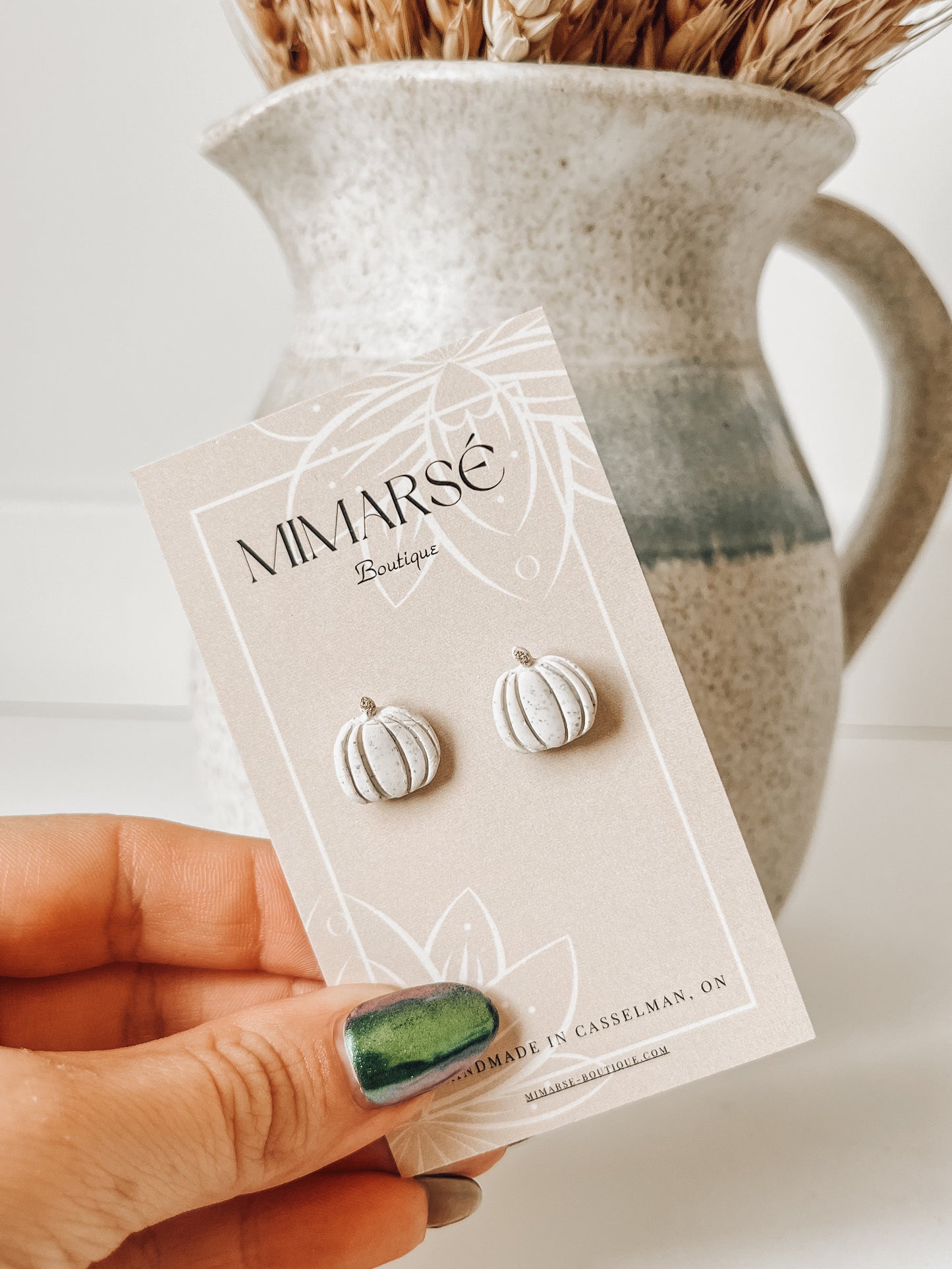 Chic White Pumpkin Studs