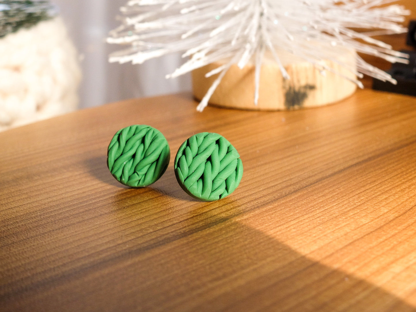 Knit Studs - Green